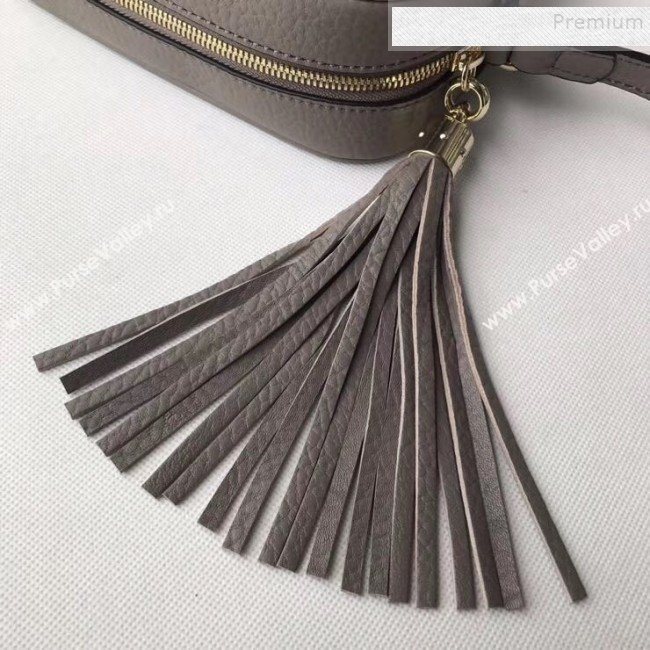 Gucci Soho Small Leather Interlocking G Tassel Disco Camera Bag 308364 Light Grey 2019 (DLH-9110619)