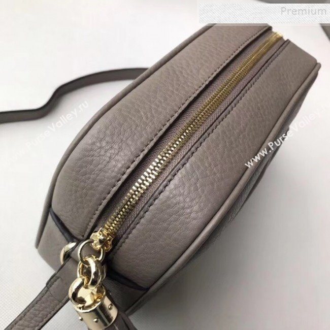 Gucci Soho Small Leather Interlocking G Tassel Disco Camera Bag 308364 Light Grey 2019 (DLH-9110619)