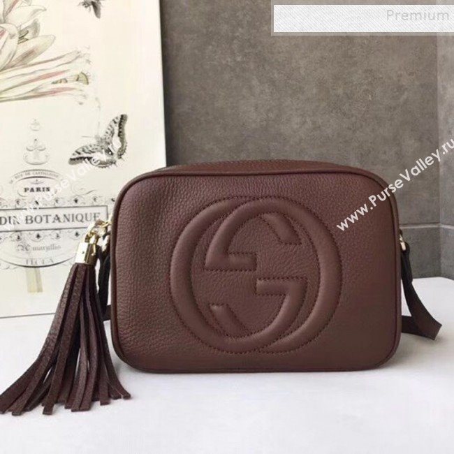 Gucci Soho Small Leather Interlocking G Tassel Disco Camera Bag 308364 Caramel Brown 2019 (DLH-9110623)
