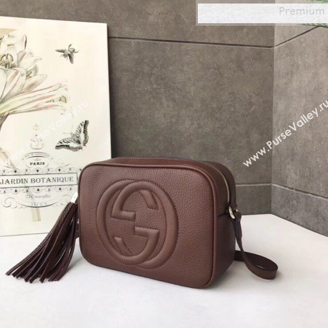 Gucci Soho Small Leather Interlocking G Tassel Disco Camera Bag 308364 Caramel Brown 2019 (DLH-9110623)