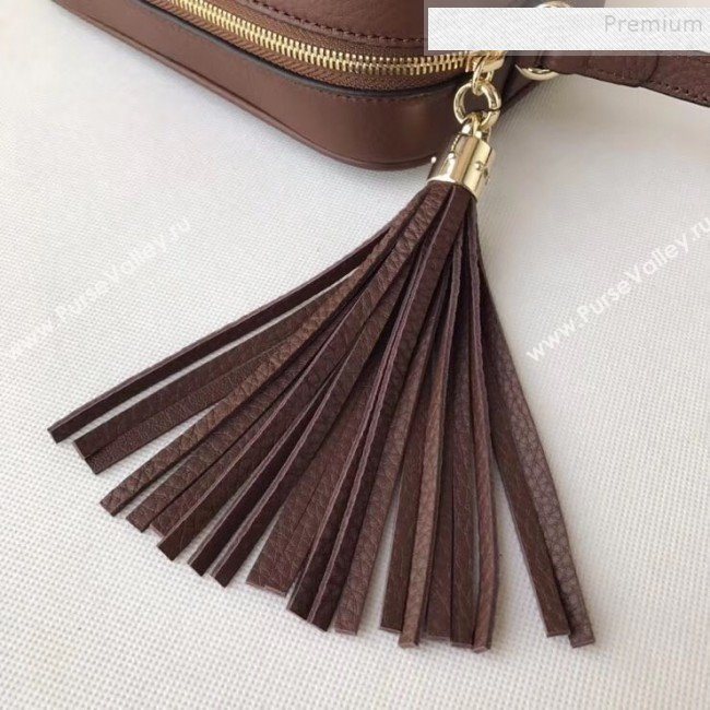 Gucci Soho Small Leather Interlocking G Tassel Disco Camera Bag 308364 Caramel Brown 2019 (DLH-9110623)