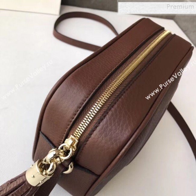 Gucci Soho Small Leather Interlocking G Tassel Disco Camera Bag 308364 Caramel Brown 2019 (DLH-9110623)