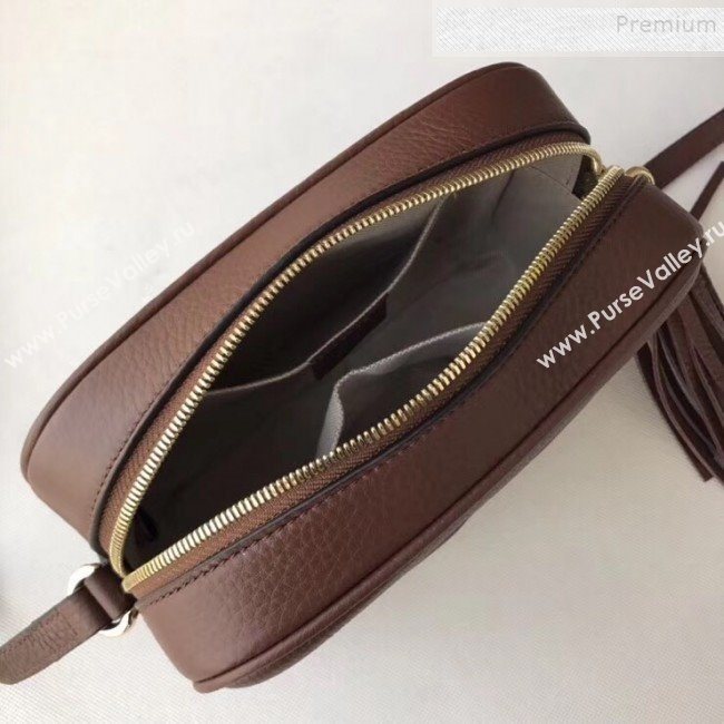 Gucci Soho Small Leather Interlocking G Tassel Disco Camera Bag 308364 Caramel Brown 2019 (DLH-9110623)