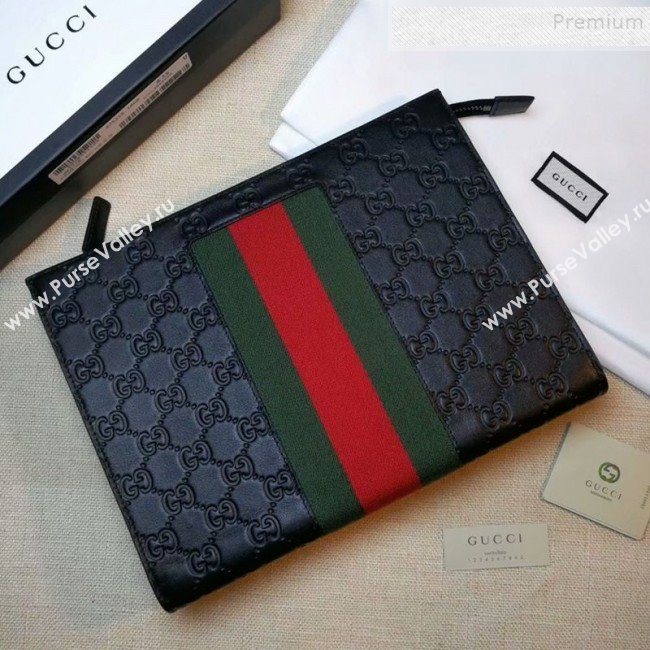 Gucci GG Signature Web Pouch 475316 Black 2019 (DLH-9111228)