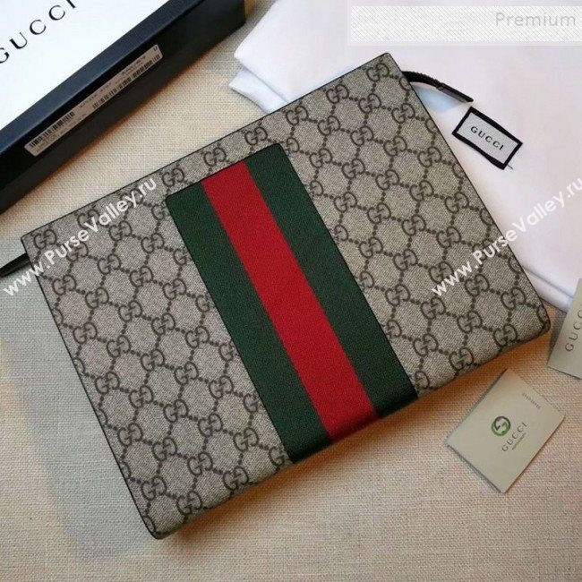 Gucci GG Supreme Web Pouch 475316 Beige 2019 (DLH-9111226)