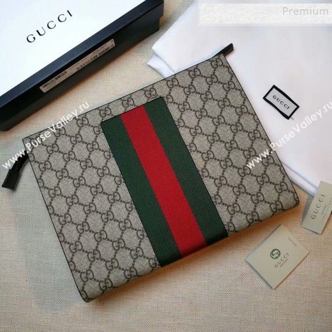 Gucci GG Supreme Web Pouch 475316 Beige 2019 (DLH-9111226)