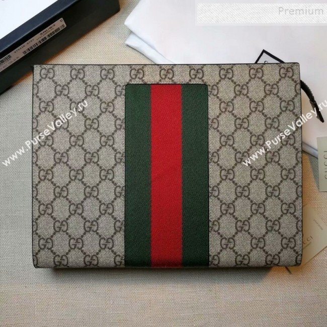 Gucci GG Supreme Web Pouch 475316 Beige 2019 (DLH-9111226)