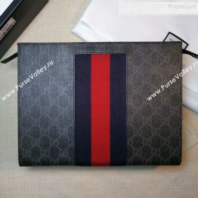 Gucci GG Supreme Web Pouch 475316 Black 2019 (DLH-9111227)
