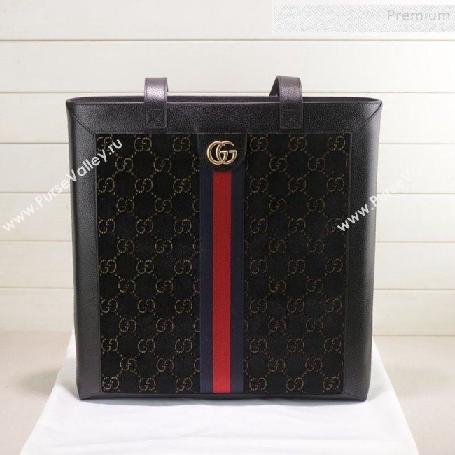 Gucci Sylvie GG Velvet Medium Tote 523781 Black 2019 (DLH-9111224)
