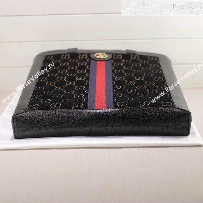 Gucci Sylvie GG Velvet Medium Tote 523781 Black 2019 (DLH-9111224)