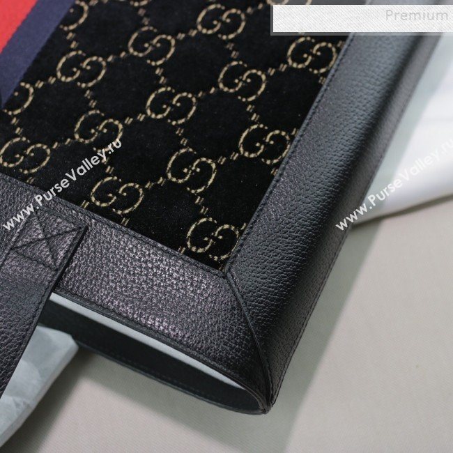 Gucci Sylvie GG Velvet Medium Tote 523781 Black 2019 (DLH-9111224)