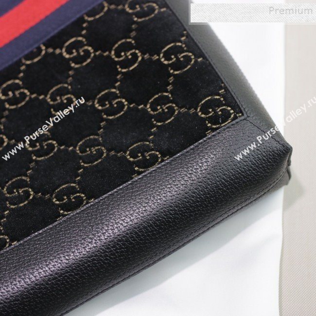 Gucci Sylvie GG Velvet Medium Tote 523781 Black 2019 (DLH-9111224)