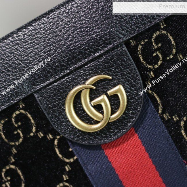 Gucci Sylvie GG Velvet Medium Tote 523781 Black 2019 (DLH-9111224)