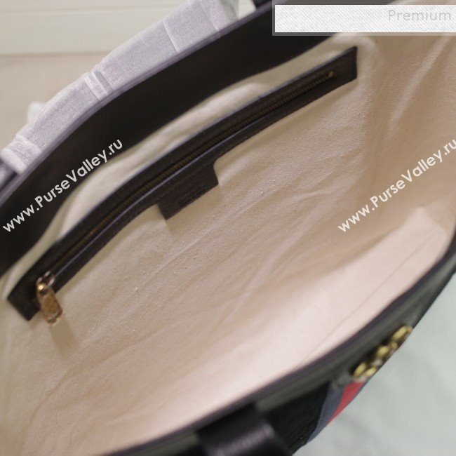 Gucci Sylvie GG Velvet Medium Tote 523781 Black 2019 (DLH-9111224)