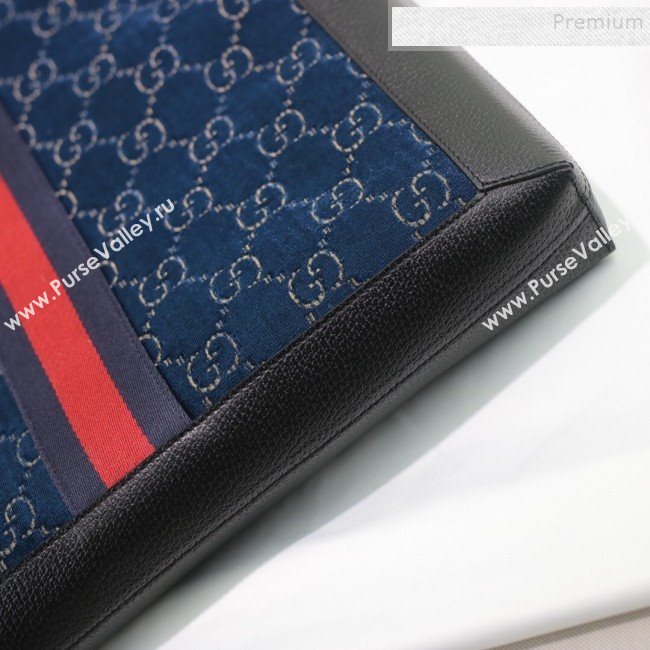 Gucci Sylvie GG Velvet Medium Tote 523781 Blue 2019 (DLH-9111225)