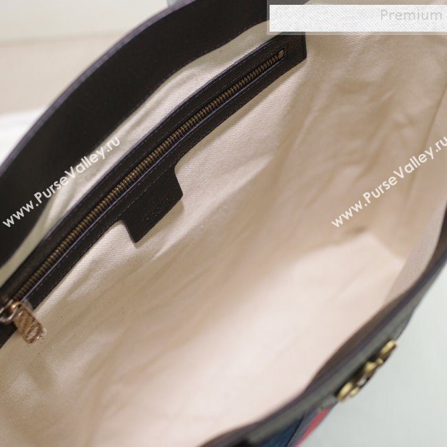 Gucci Sylvie GG Velvet Medium Tote 523781 Blue 2019 (DLH-9111225)