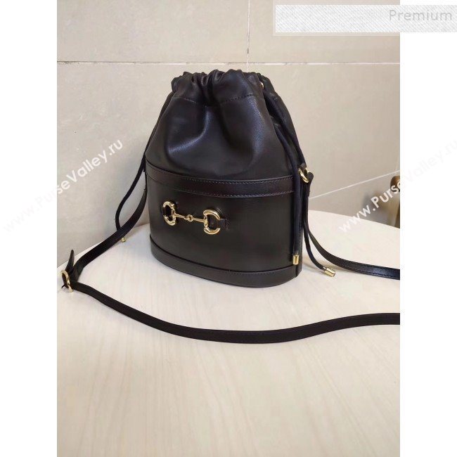 Gucci 1955 Horsebit Bucket Bag 602118 Black Leather 2019 (MINGH-9111229)