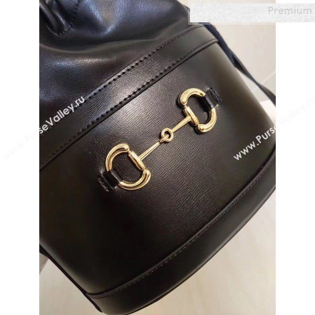 Gucci 1955 Horsebit Bucket Bag 602118 Black Leather 2019 (MINGH-9111229)