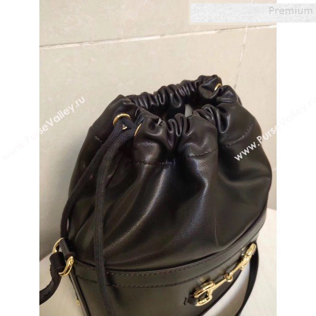 Gucci 1955 Horsebit Bucket Bag 602118 Black Leather 2019 (MINGH-9111229)