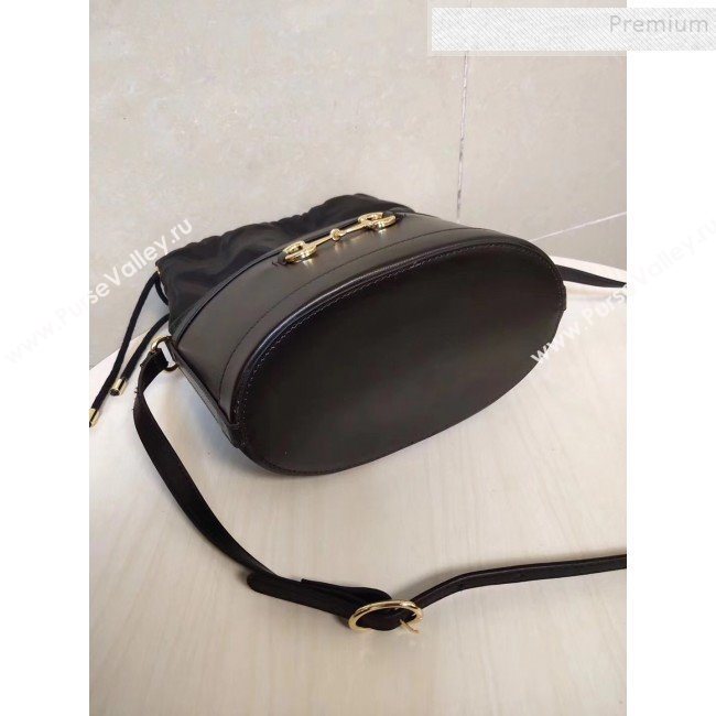 Gucci 1955 Horsebit Bucket Bag 602118 Black Leather 2019 (MINGH-9111229)