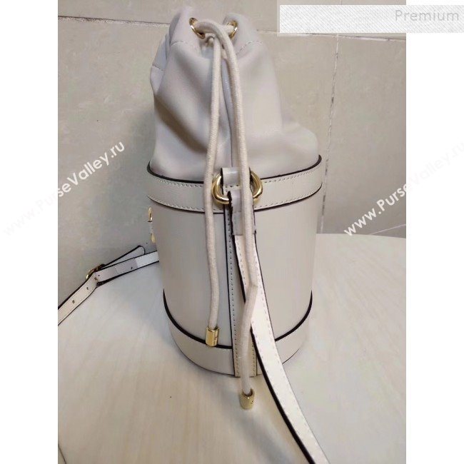 Gucci 1955 Horsebit Bucket Bag 602118 White Leather 2019 (MINGH-9111230)