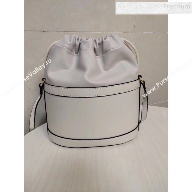 Gucci 1955 Horsebit Bucket Bag 602118 White Leather 2019 (MINGH-9111230)