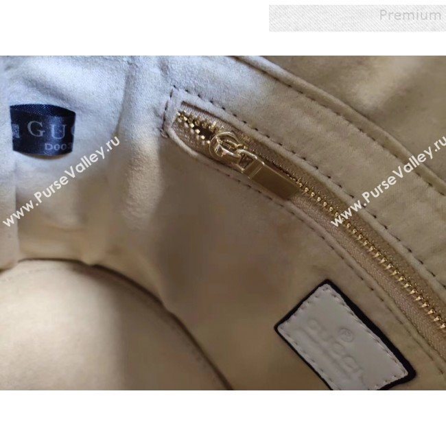 Gucci 1955 Horsebit Bucket Bag 602118 White Leather 2019 (MINGH-9111230)