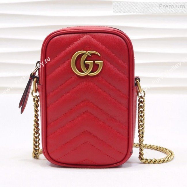 Gucci GG Marmont Mini Bag 598597 Red 2019 (MINGH-9111233)