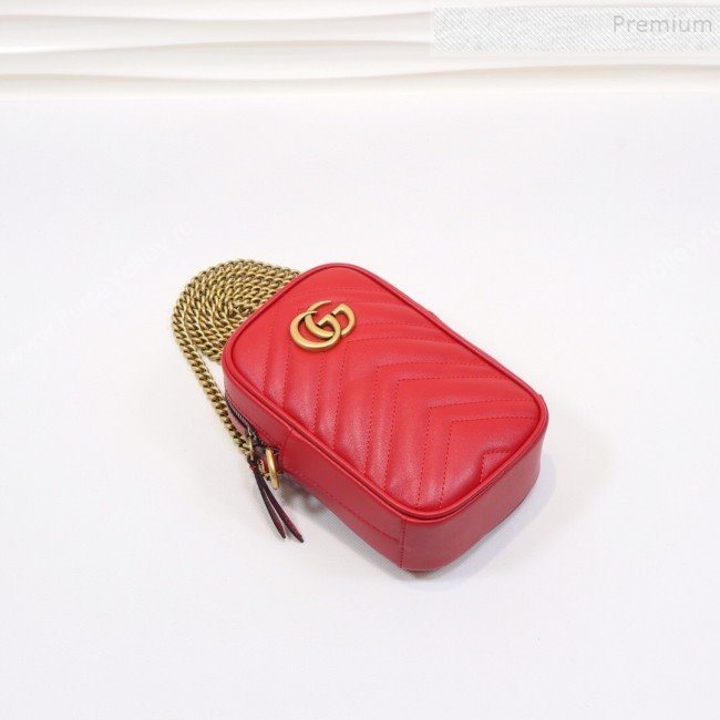 Gucci GG Marmont Mini Bag 598597 Red 2019 (MINGH-9111233)