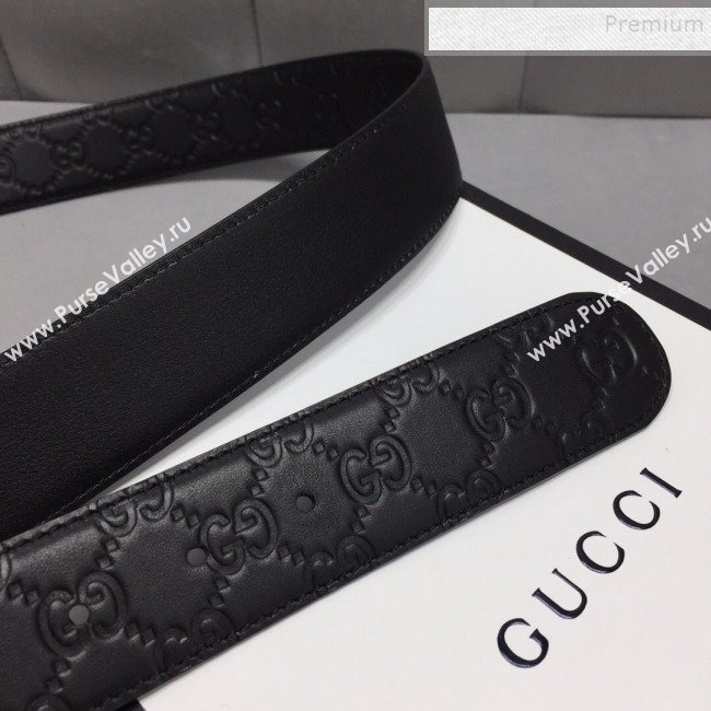 Gucci GG Signature Belt 40mm with Interlocking G Buckle Black/Gold   (99-9111333)