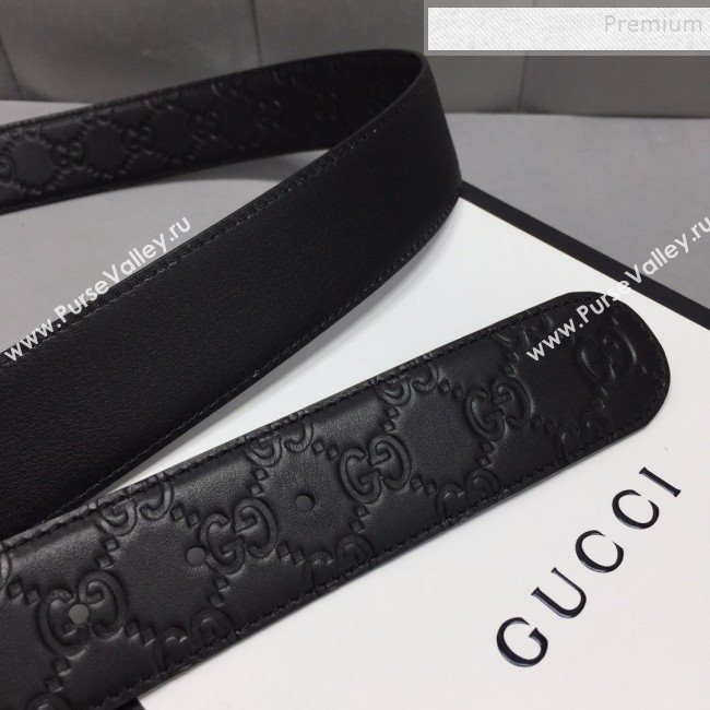Gucci GG Signature Belt 40mm with Interlocking G Buckle Black/Silver (99-9111334)