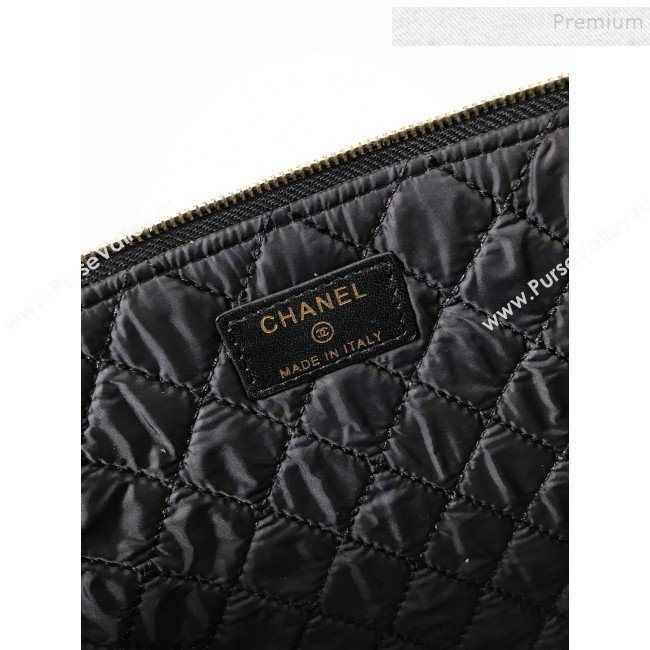 Chanel Quiltted Lambskin Large Boy Pouch A84407 Black/Gold 2019 (HOT-9111412)