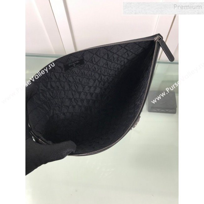 Chanel Quiltted Lambskin Large Boy Pouch A84407 Black/Silver 2019 (HOT-9111413)