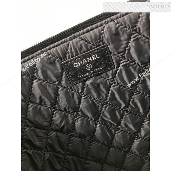 Chanel Quiltted Lambskin Large Boy Pouch A84407 Black/Silver 2019 (HOT-9111413)