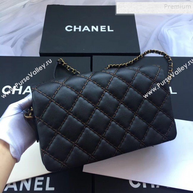 Chanel Stitching Quilted Calfskin Medium Flap Bag Black 2019 (JIYUAN-9111419)