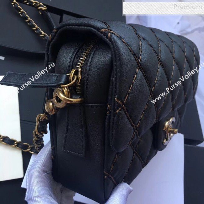 Chanel Stitching Quilted Calfskin Medium Flap Bag Black 2019 (JIYUAN-9111419)
