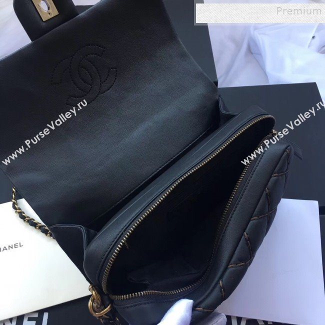 Chanel Stitching Quilted Calfskin Medium Flap Bag Black 2019 (JIYUAN-9111419)