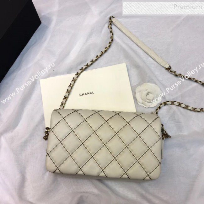 Chanel Stitching Quilted Calfskin Medium Flap Bag White 2019 (JIYUAN-9111418)