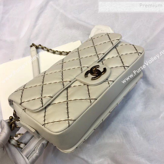 Chanel Stitching Quilted Calfskin Medium Flap Bag White 2019 (JIYUAN-9111418)