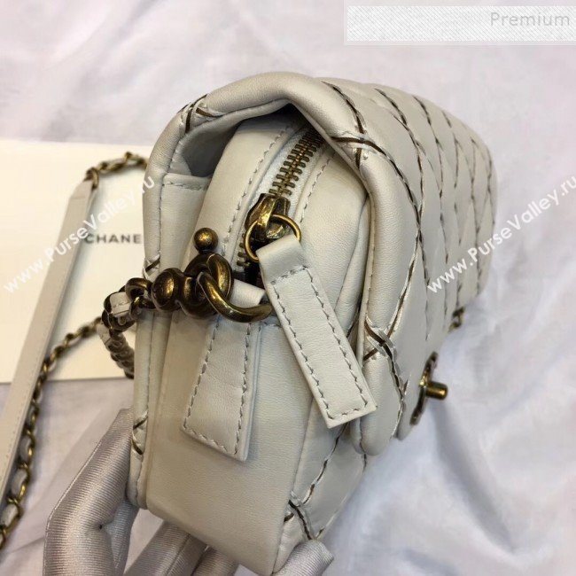 Chanel Stitching Quilted Calfskin Medium Flap Bag White 2019 (JIYUAN-9111418)