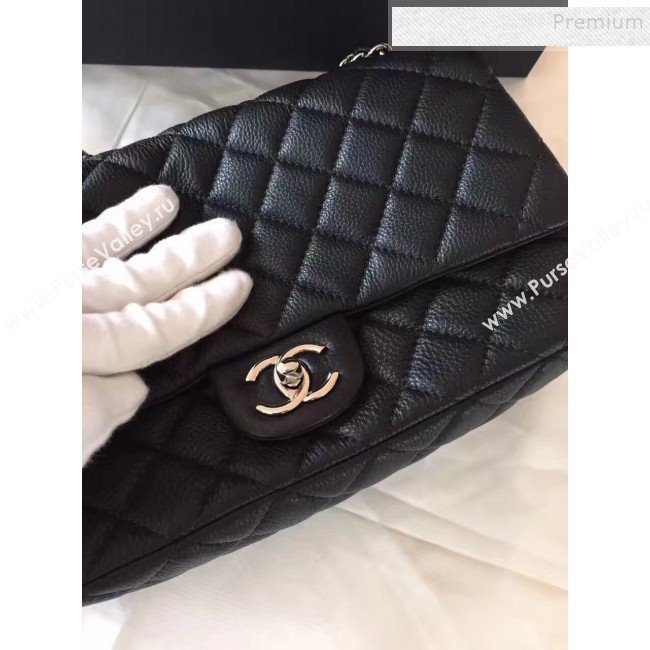 Chanel Grained Deerskin Zipped Flap Bag Black 2019 (JIYUAN-9111420)