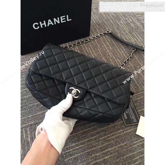 Chanel Grained Deerskin Zipped Flap Bag Black 2019 (JIYUAN-9111420)
