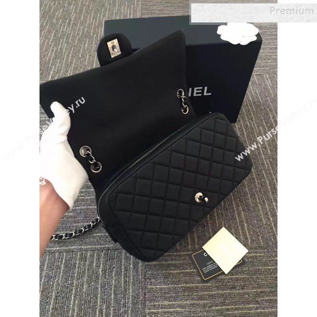 Chanel Grained Deerskin Zipped Flap Bag Black 2019 (JIYUAN-9111420)