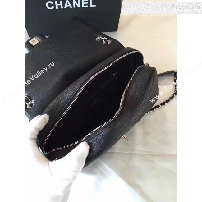 Chanel Grained Deerskin Zipped Flap Bag Black 2019 (JIYUAN-9111420)