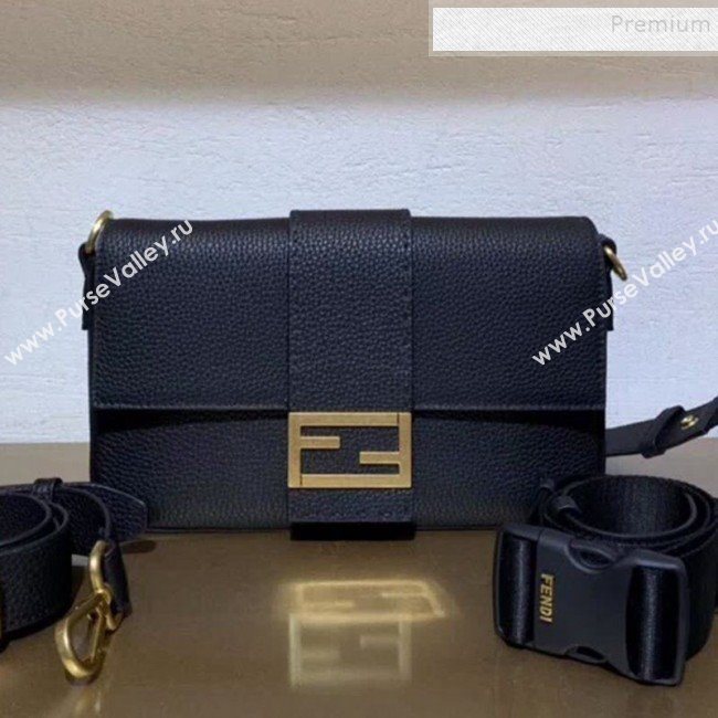 Fendi Mens Baguette Graind Leather Medium Shoulder Bag/Belt Bag Black 2019 (AFEI-9111423)