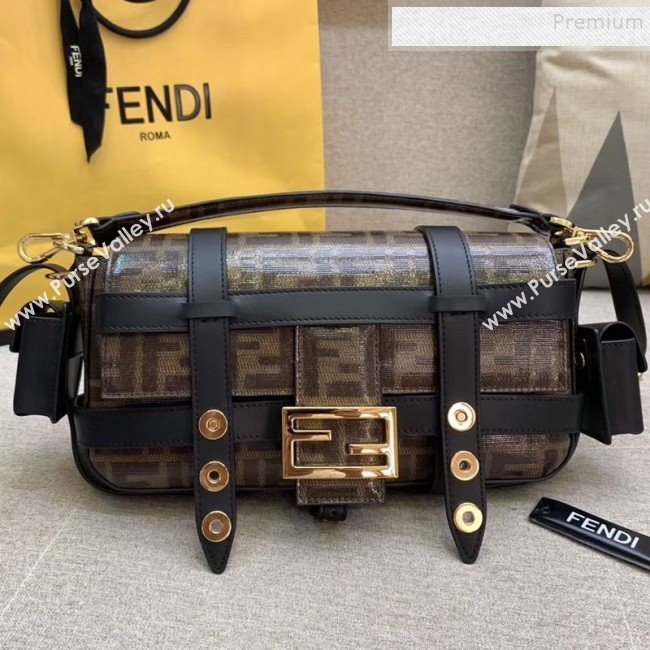 Fendi Baguette Cage Medium FF Shoulder Bag Black 2019 (HONGS-9111257)