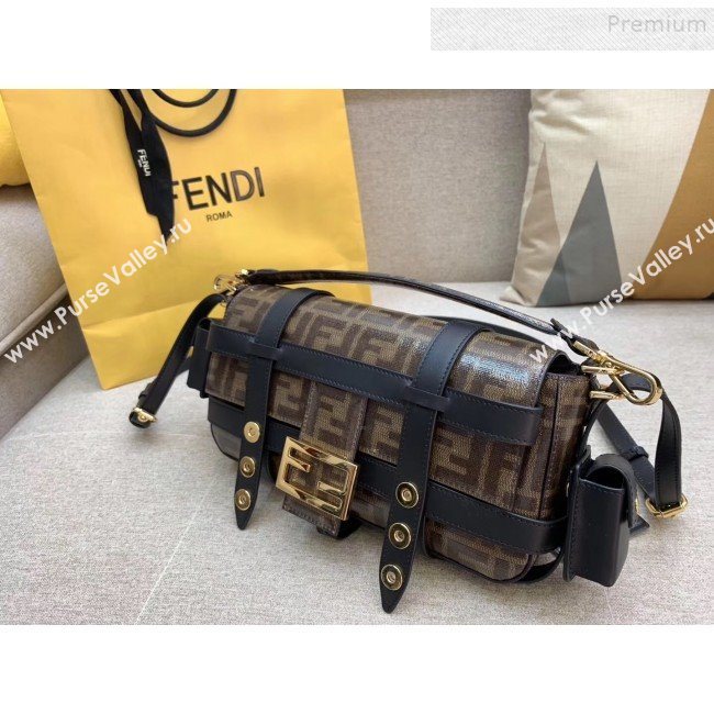 Fendi Baguette Cage Medium FF Shoulder Bag Black 2019 (HONGS-9111257)