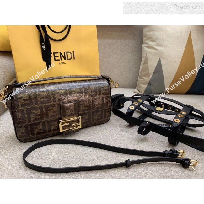 Fendi Baguette Cage Medium FF Shoulder Bag Black 2019 (HONGS-9111257)