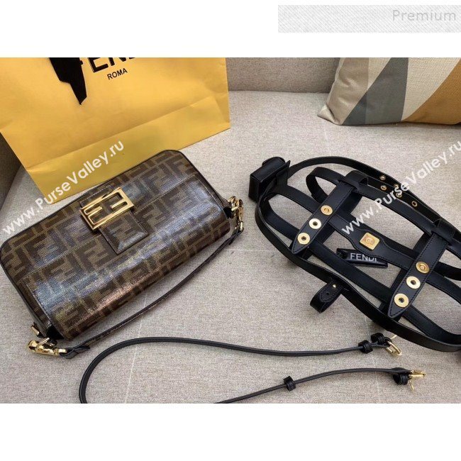 Fendi Baguette Cage Medium FF Shoulder Bag Black 2019 (HONGS-9111257)