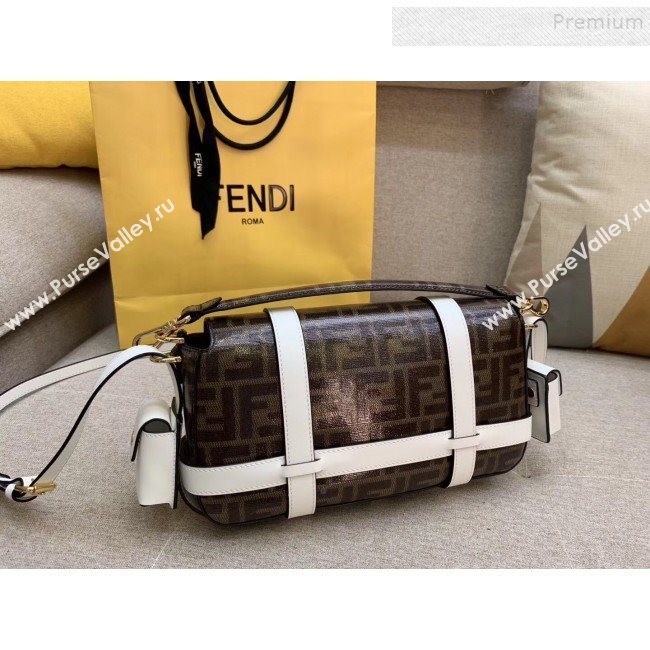 Fendi Baguette Cage Medium FF Shoulder Bag White 2019 (HONGS-9111258)